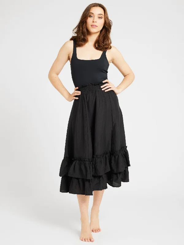 Rosalia Skirt in Black Silk