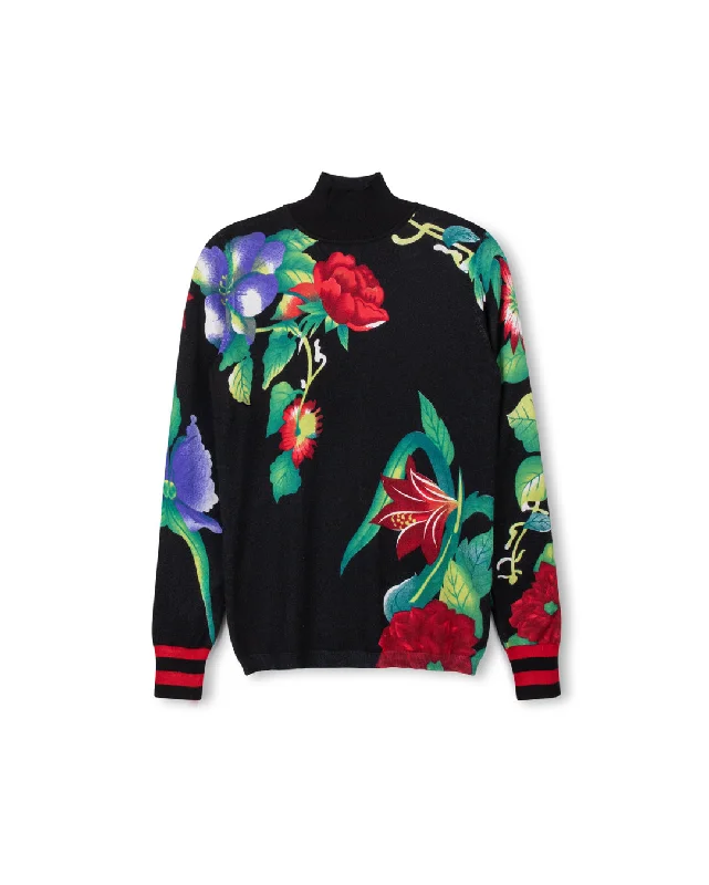 Brook Knit Flower Print Turtleneck