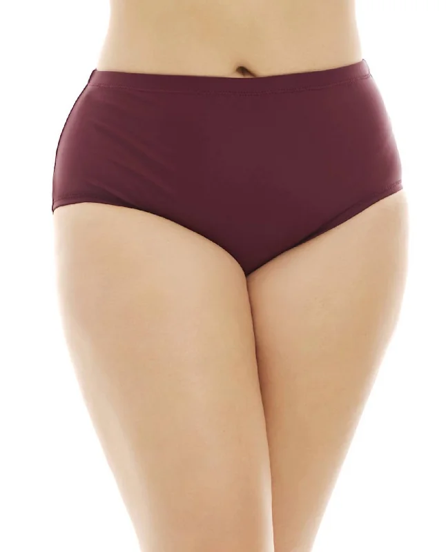 Women's Curve Sayulita Bikini Bottom - Plus In Maroon